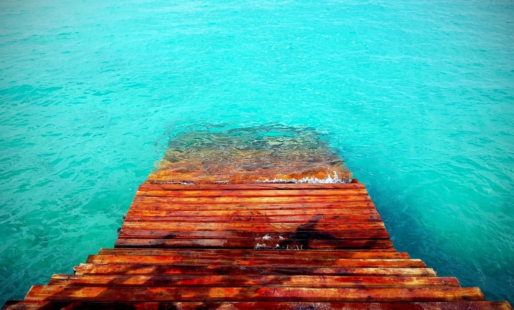 A wooden dock on Turtle Island, Zanzibar