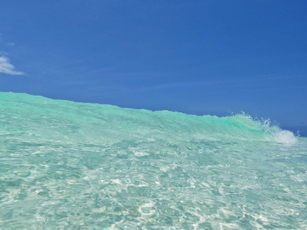 Crystal clear blue water at the beach of Zanzibar