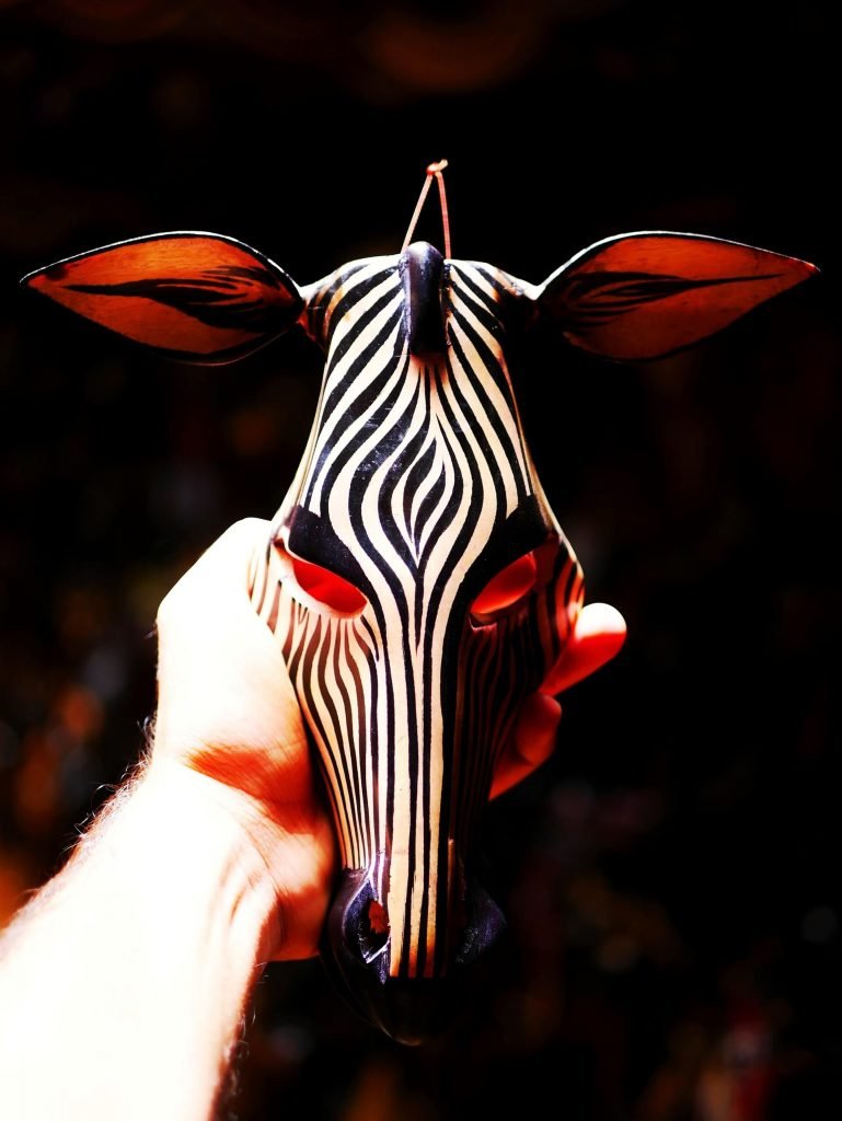 A zebra mask from ebony wood in Tanzania