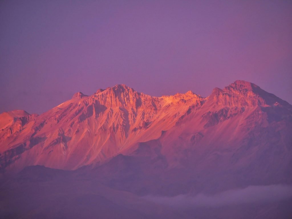 Mount Chachani during sunset in Arequipa, Peru