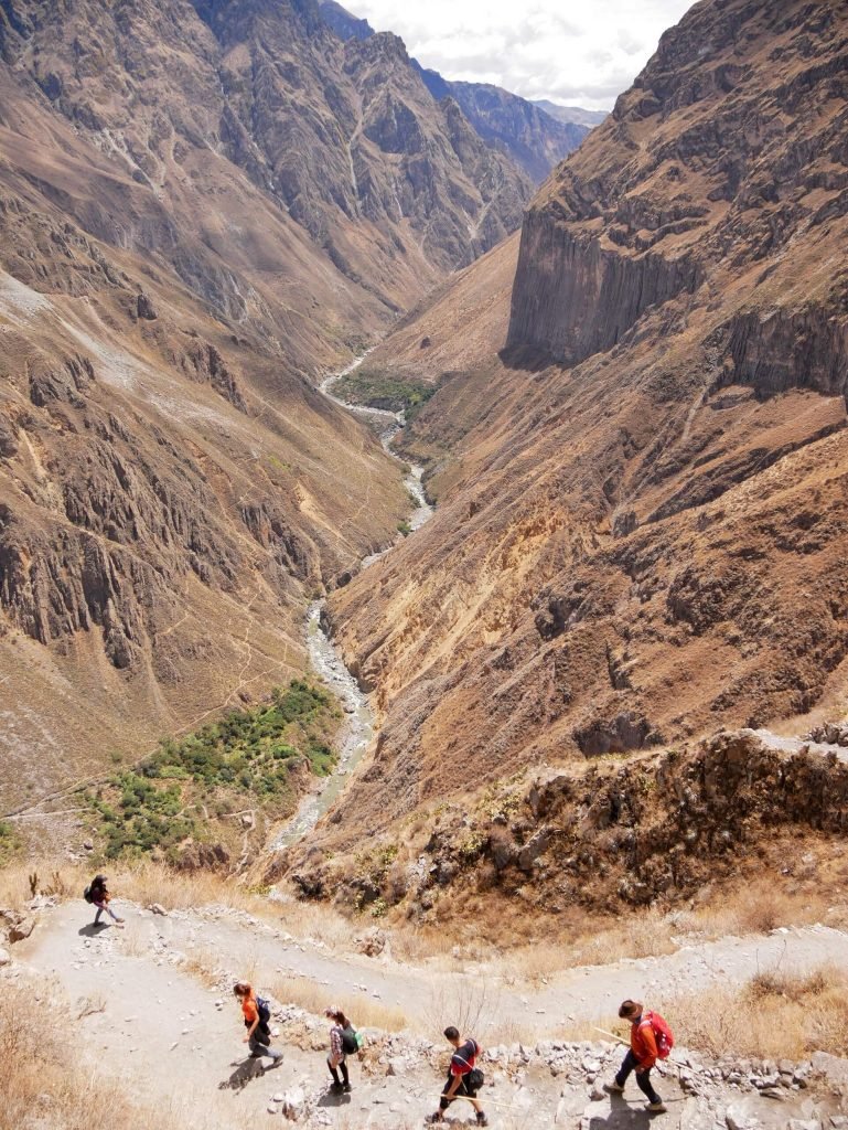 Hikers at Colca canyon, Peru