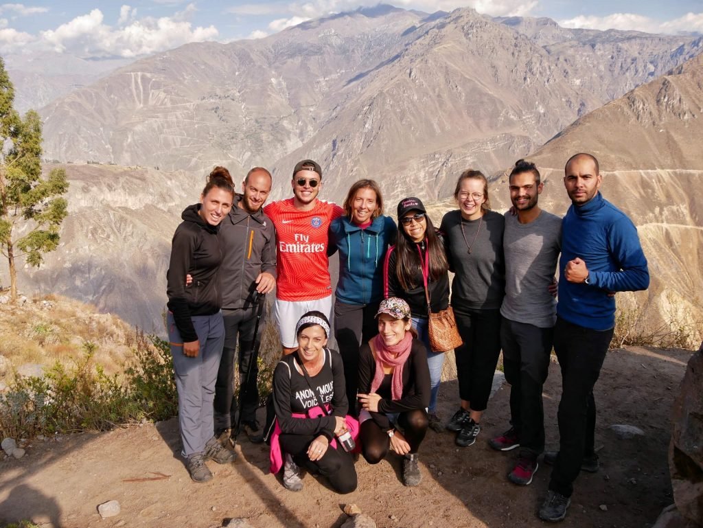 A group of hikers at Colca canyon, Peru