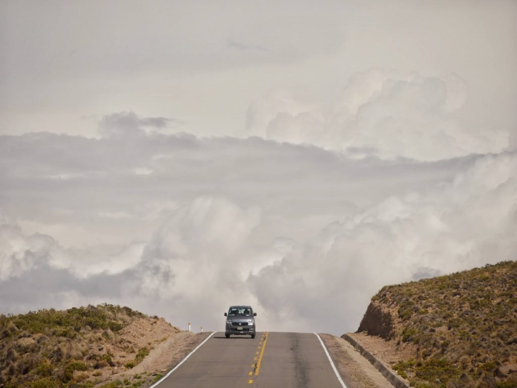 A car in the clouds in Peru