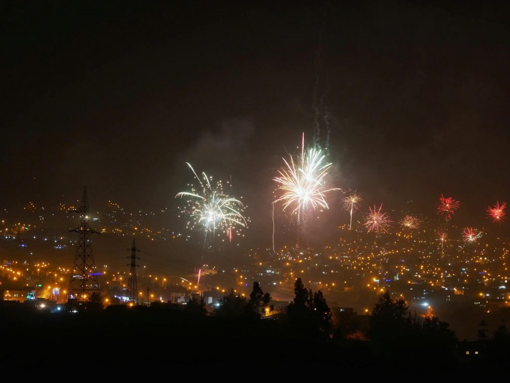 New year fireworks from Carmen Alto viewpoint in Arequipa