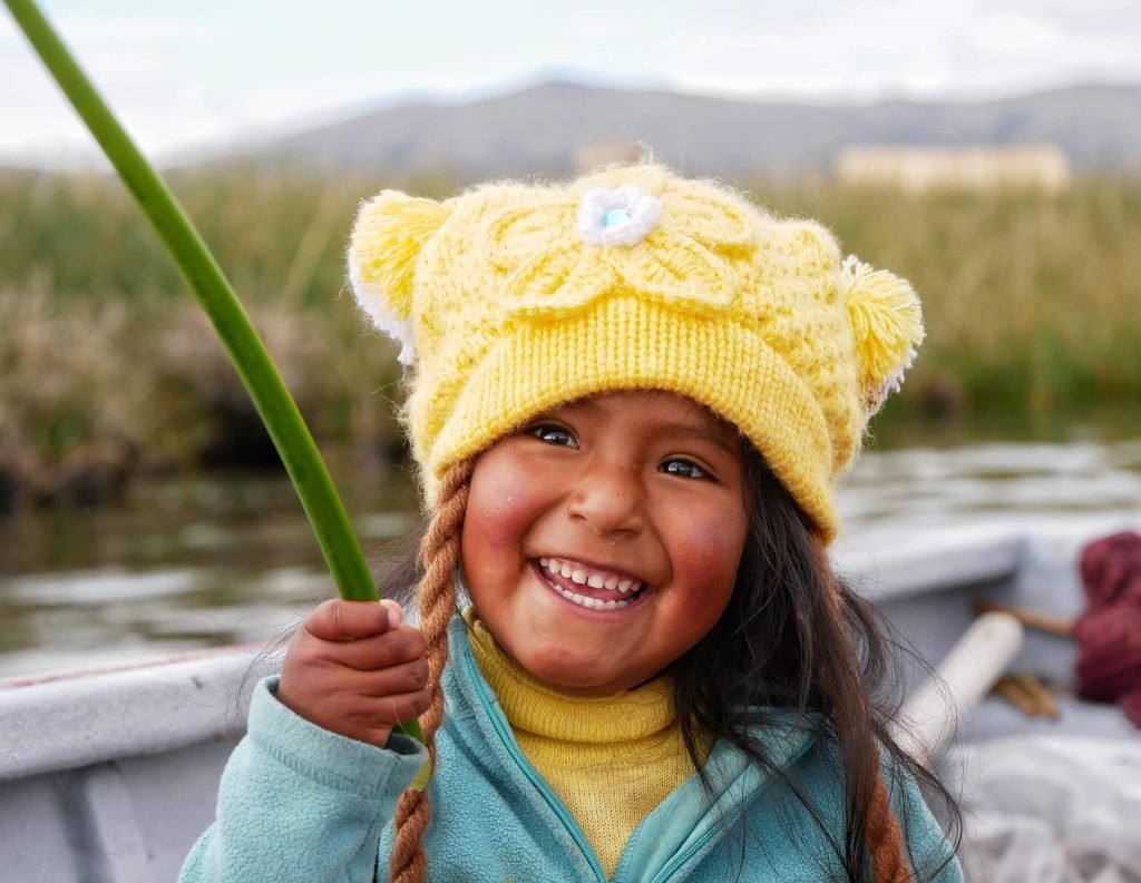 A happy Uros girl on Lake Titticaca