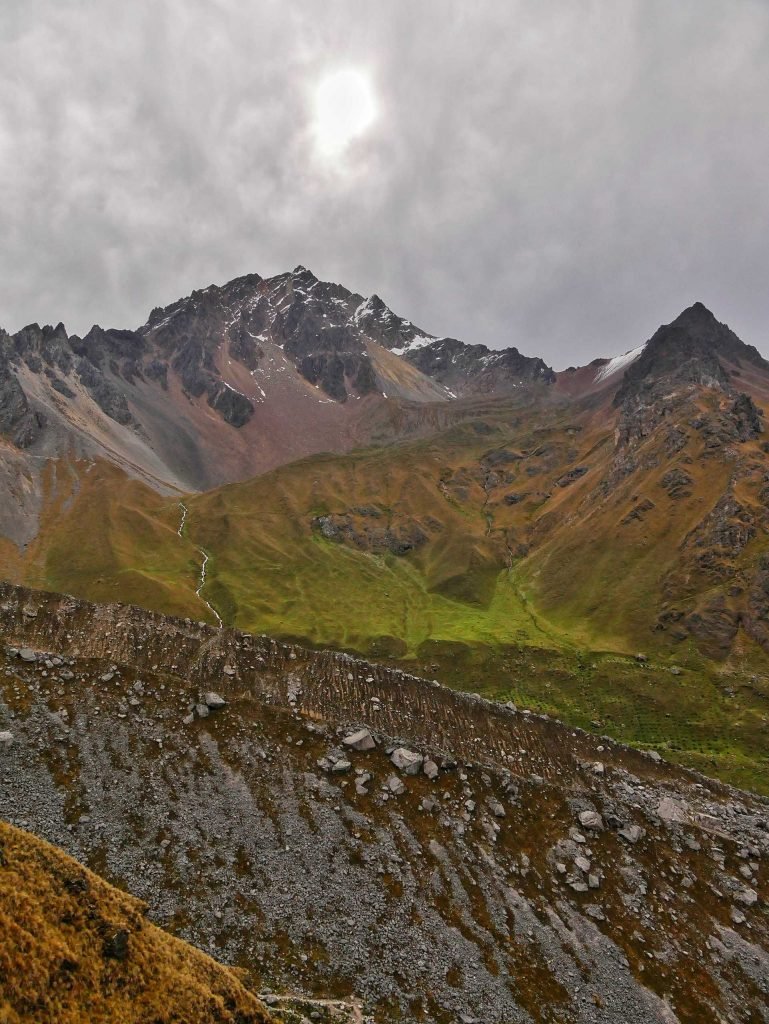 View of peruvian mountain range during Salkantay Trek