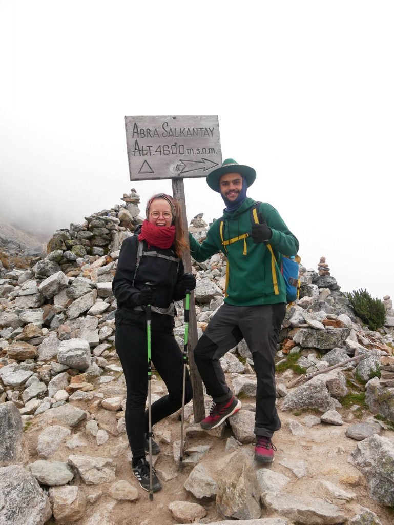 Jamin Mahmood and Britta Wiebe at Salkantay peak