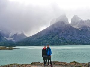 Britta Wiebe and Jamin Mahmood standing at Mirador Nordenskjöld