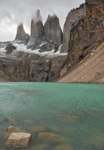 torres del paine mountain laguna lake view three towers rocks patagonia chile