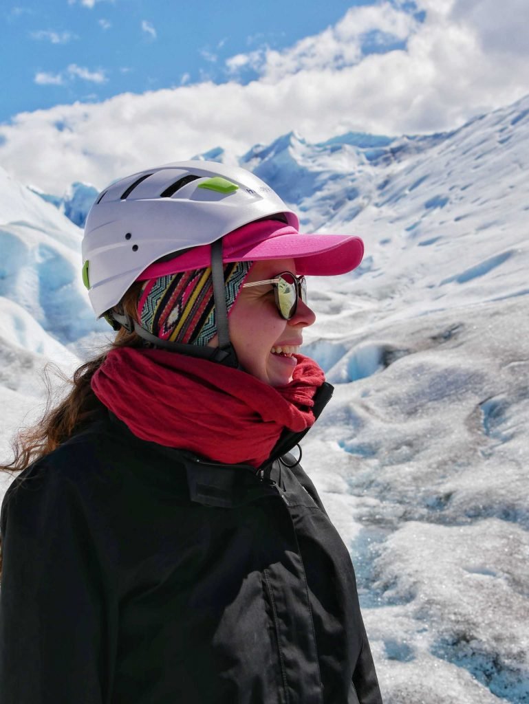 girl at perito moreno glacier walk