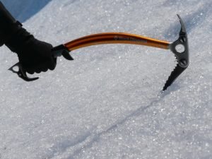 Ice axe on glacier perito moreno