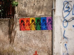 coloful posters in Colonia del Sacramento Uruguay