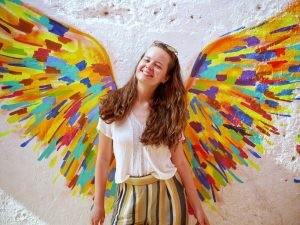 Britta Wiebe angel in Cartagena Colombia