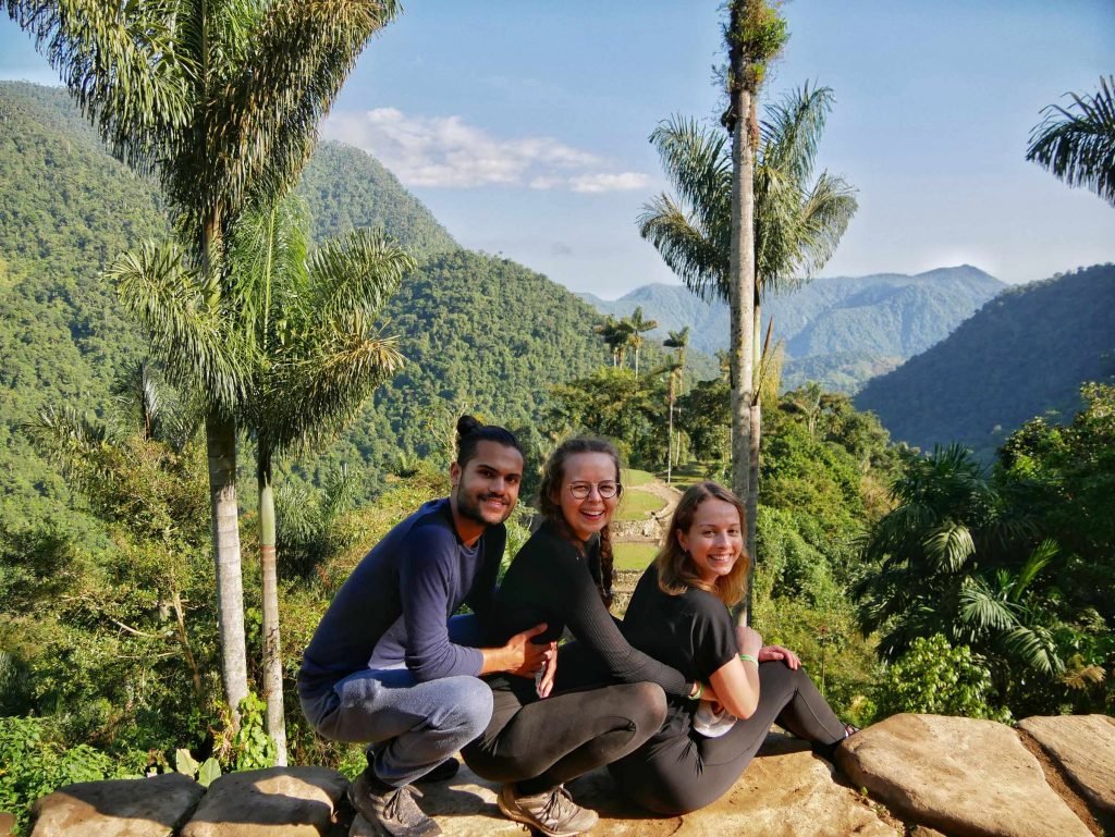 three people posing at lost city colombia