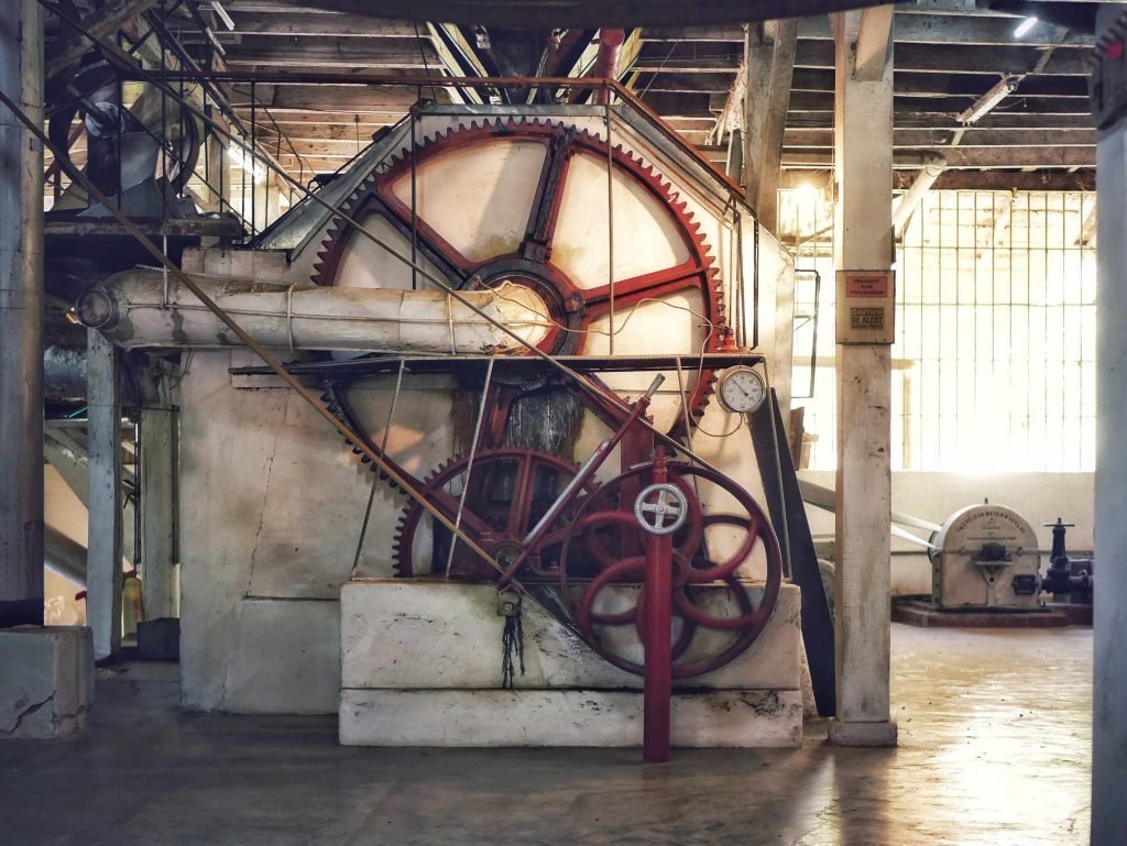 giant industrial coffee roaster at la victoria coffee farm in minca